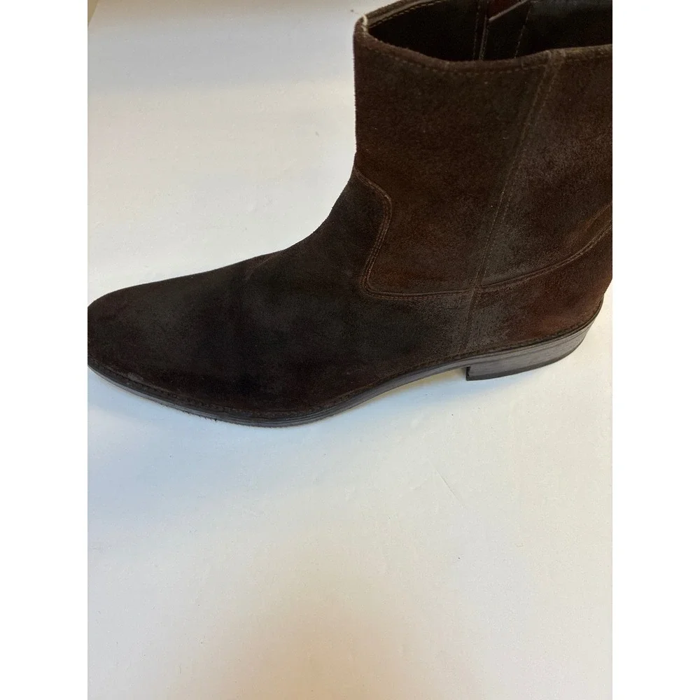 To Boot New York Adam Derrick Mens Brown Suede Side Zip Boots 10.5 Made in Italy
